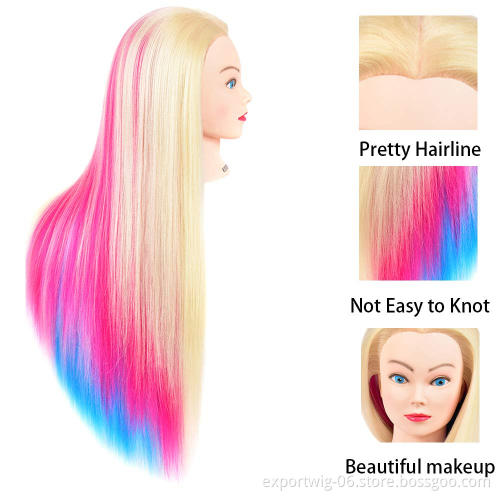 Synthetic Hair Manikin Head Female Wig Black Cosmetology   Maniquines Mannequin Head Hairdresser Training Doll Head